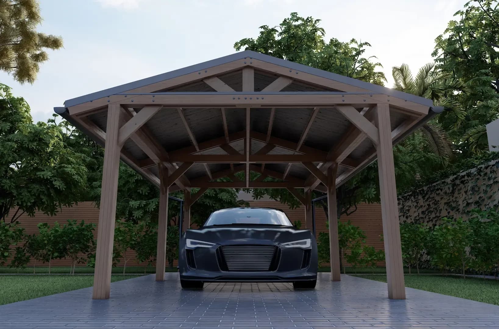 Навесы для авто из дерева