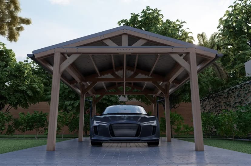 Навес для авто из бруса 3×6 под ключ - фото 3