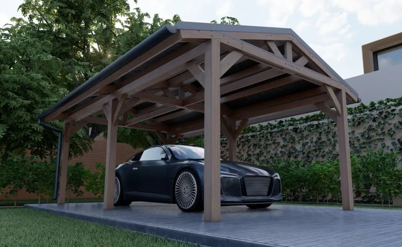 Навес для авто из бруса 3×6 под ключ - фото 2