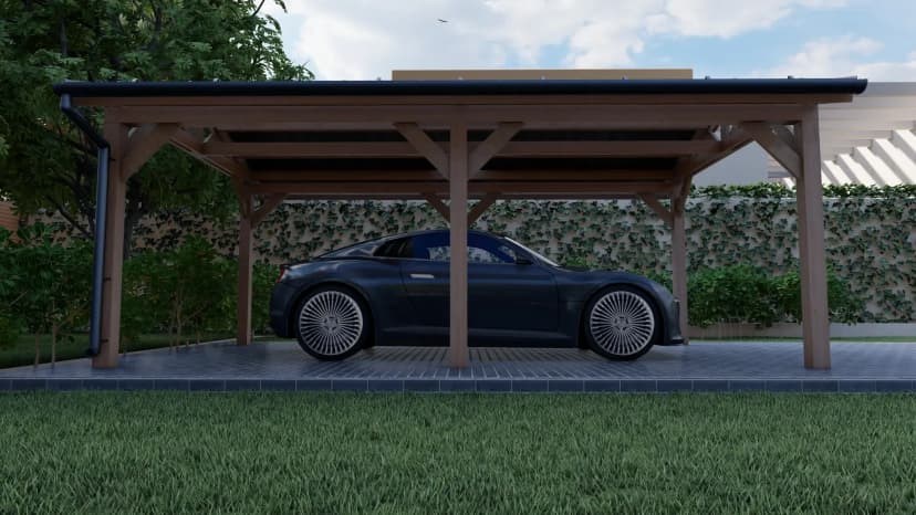 Навес для авто из бруса 3×6 под ключ - фото 5