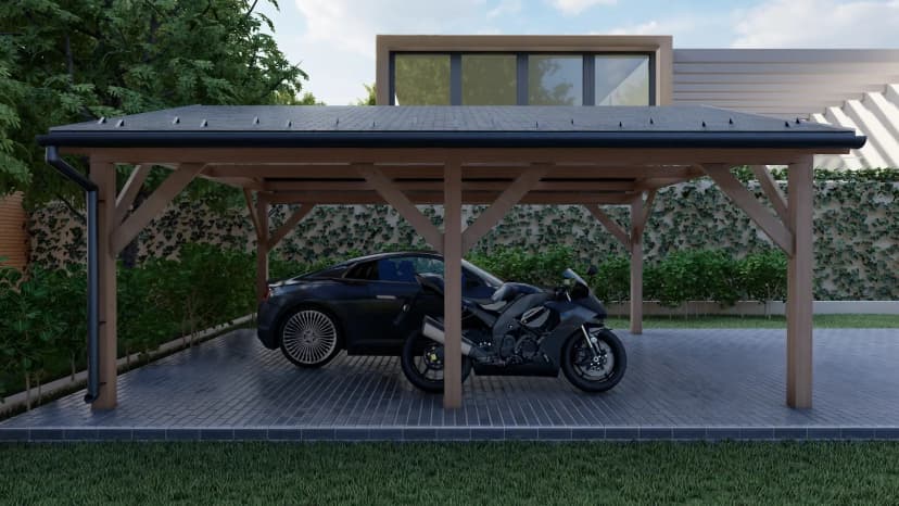 Навес для авто из бруса 4,5×6 под ключ - фото 4