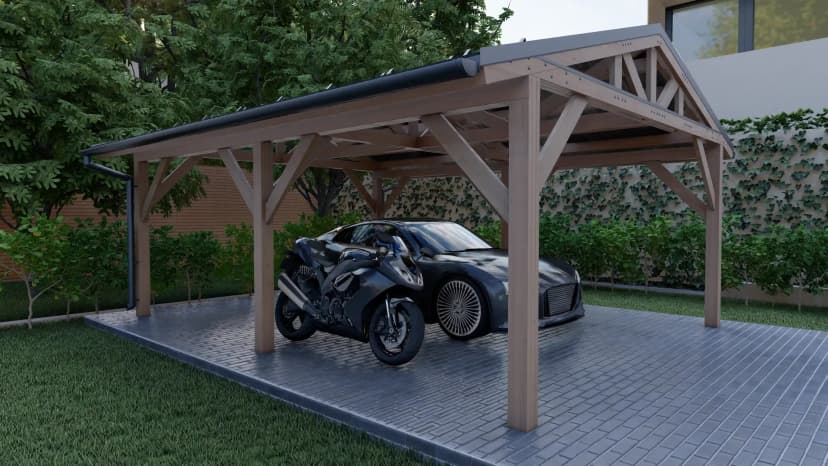 Навес для авто из бруса 4,5×6 под ключ - фото 3