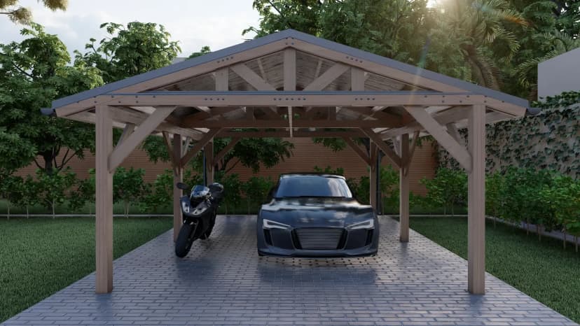 Навес для авто из бруса 4,5×6 под ключ - фото 2