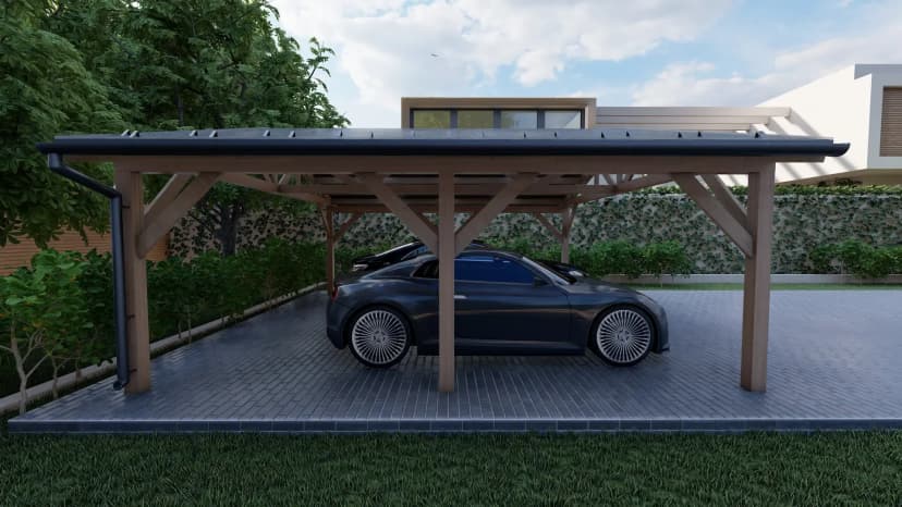 Навес для авто из бруса 6×6 под ключ - фото 5