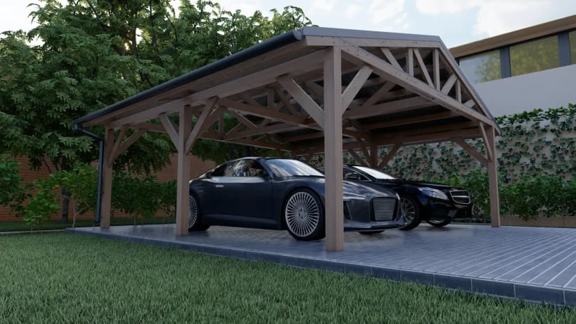 Навес для авто из бруса 6×6 под ключ - фото 4