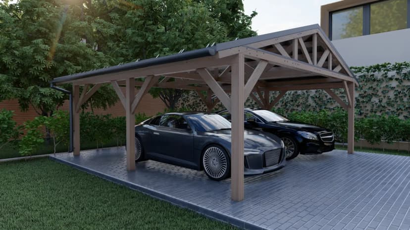 Навес для авто из бруса 6×6 под ключ - фото 3