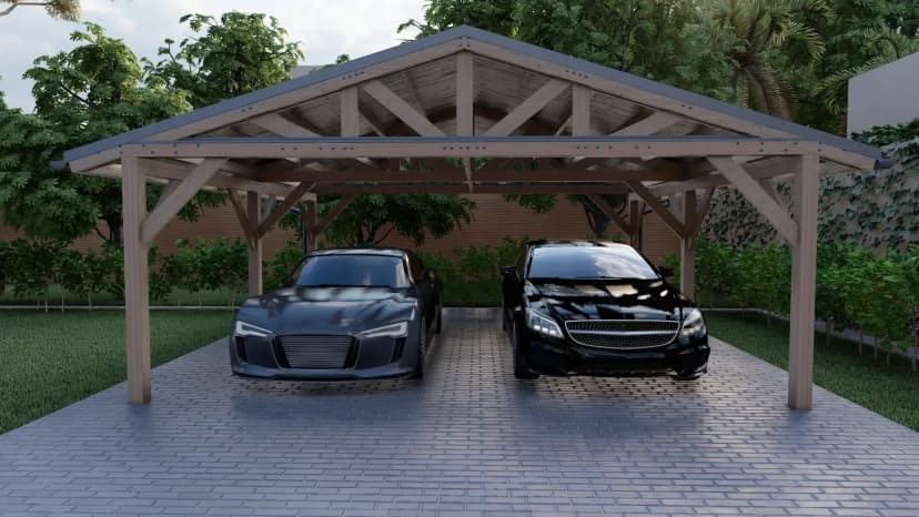 Навес для авто из бруса 6×6 под ключ - фото 2