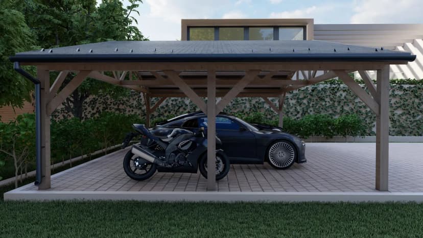 Навес для авто из бруса 7,5×6 под ключ - фото 5