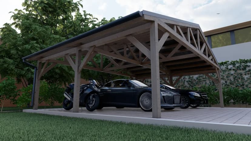 Навес для авто из бруса 7,5×6 под ключ - фото 4