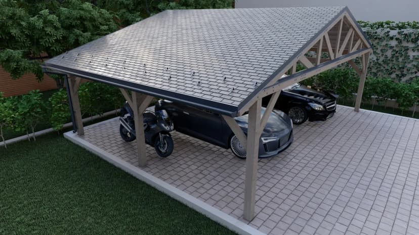 Навес для авто из бруса 7,5×6 под ключ - фото 3