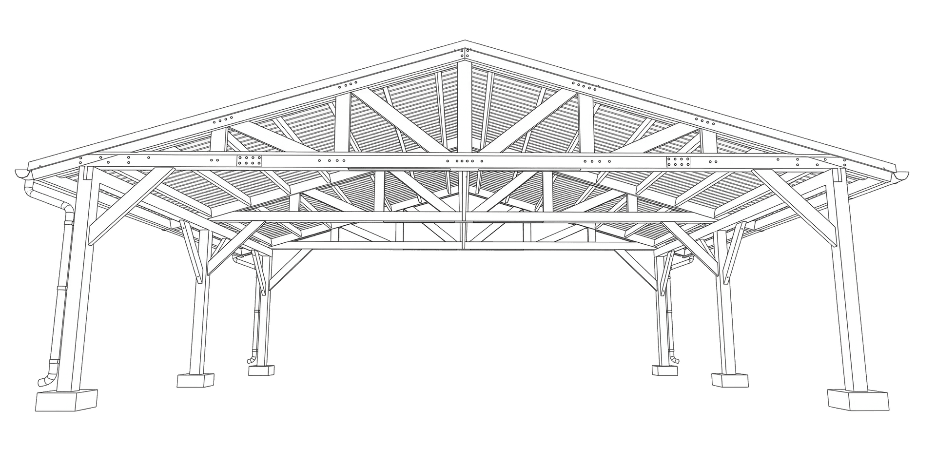 Просторный навес для двух автомобилей и мотоцикла